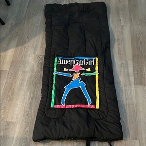 Vintage American Girl Black Sleeping Bag with Colorful Logo